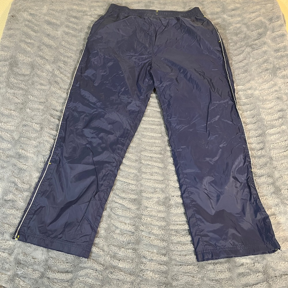 Reebok Navy Blue Track Pants Athletic Side Stripe Zip‎ Bottoms Mens L
